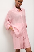 Answear.LAB koszula z domieszką jedwabiu damska kolor różowy relaxed z kołnierzykiem klasycznym