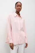 Answear.LAB koszula z dodatkiem lnu damska kolor różowy relaxed z kołnierzykiem klasycznym