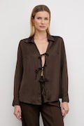 Answear.LAB koszula damska kolor brązowy regular z kołnierzykiem klasycznym