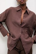 Answear.LAB koszula damska kolor brązowy relaxed z kołnierzykiem klasycznym
