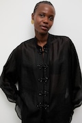 Answear.LAB camicia da donna in lino nera liscia
