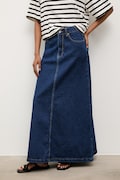 Answear.LAB spódnica jeansowa granatowa z efektem sprania