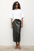 Answear.LAB spódnica z rozcięciem skórzana czarna gładka