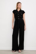 Answear.LAB kombinezon kolor czarny z kołnierzykiemm