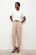 Ленен панталон Answear.LAB в бежово със стандартна кройка, с висока талия
