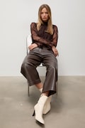 Answear.LAB spodnie damskie skórzane MADELINE z kolekcji Unscripted brązowe high waist