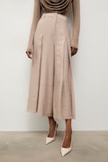 Answear.LAB spodnie culottes damskie z lyocellem beżowe high waist