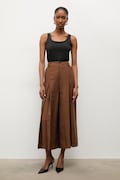 Answear.LAB spodnie culottes damskie z lyocellem brązowe high waist
