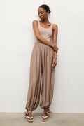 Answear.LAB spodnie damskie z wiskozy brązowe high waist