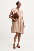 Answear.LAB sukienka z dodatkiem lnu kolor beżowy mini oversize