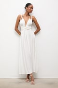 Answear.LAB sukienka wiskozowa kolor biały maxi rozkloszowana