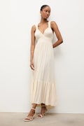 Answear.LAB sukienka kolor beżowy maxi rozkloszowana