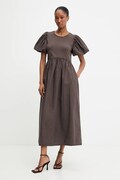 Bavlnené šaty Answear.LAB hnedá farba, midi, áčkový strih