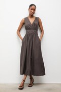 Bavlnené šaty Answear.LAB hnedá farba, maxi, áčkový strih