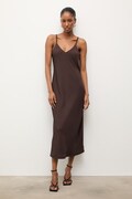 Answear.LAB sukienka bieliźniana brązowa gładka