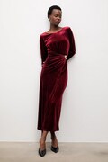 Answear.LAB sukienka welurowa kolor bordowy maxi dopasowana