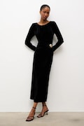 Answear.LAB sukienka welurowa kolor czarny maxi dopasowana