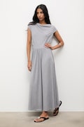 Answear.LAB sukienka kolor szary maxi rozkloszowana
