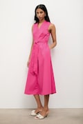 Answear.LAB sukienka kolor różowy midi rozkloszowana