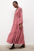 Answear.LAB sukienka bawełniana kolor różowy maxi rozkloszowana