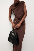 Answear.LAB sukienka z wiskozą brązowa gładka