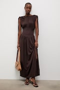 Answear.LAB šaty s viskózou hnedé hladké