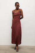 Answear.LAB sukienka z dodatkiem lnu brązowa gładka
