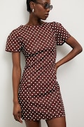 Answear.LAB sukienka bawełniana z elastanem brązowa w groszki
