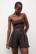 Answear.LAB szorty damskie lniane brązowe high waist