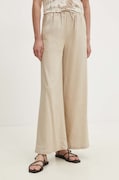 Answear Lab pantaloni din in culoarea bej, lat, high waist