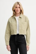 Answear Lab geaca jeans culoarea verde, de tranzitie, oversize