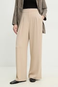 Kalhoty Answear.LAB dámské, béžová barva, široké, high waist