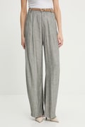 Kalhoty s příměsí lnu Answear.LAB dámské, šedá barva, široké, high waist