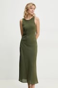 Answear Lab rochie din in culoarea verde, midi, evazată