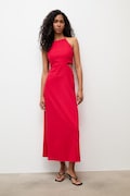 Answear.LAB šaty s ľanom červené hladké