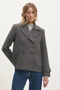 Answear Lab palton femei, culoarea gri, de tranzitie, cu doua randuri de nasturi