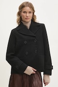 Answear Lab palton femei, culoarea negru, de tranzitie, cu doua randuri de nasturi