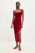 Answear Lab rochie de catifea culoarea rosu, midi, mulată