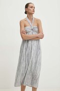 Answear Lab rochie din in culoarea gri, midi, evazată