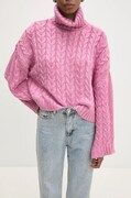 Pulover Answear.LAB za žene, boja: ružičasta, topli, s dolčevitom