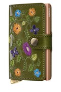 Secrid portfel skórzany STITCH FLORAL kolor zielony