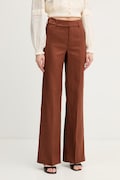 Silvian Heach spodnie straight damskie lniane PLIMPI brązowe GPP26064PA