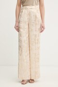 Silvian Heach spodnie z dodatkiem lnu RAKOP damskie kolor beżowy szerokie high waist GPP26239PA