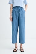 Marc O'Polo штани жіночі лляні блакитні high waist 5000010116