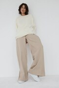 Muuv spodnie straight damskie beżowe high waist