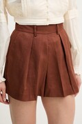 Silvian Heach szorty eleganckie damskie lniane POSANE brązowe GPP26186SH