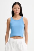 Marc O'Polo crop top dámsky bavlnený s elastanom modrý 5000010006