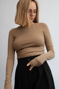 Muuv. longsleeve din bumbac cu elastan SOUPLE maro