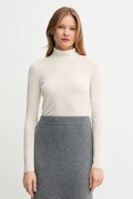 Mos Mosh sweter wełniany damski kolor beżowy lekki z golfem 165910