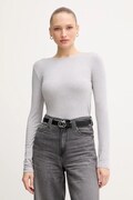 Mos Mosh longsleeve z domieszką wełny PETRI kolor szary 172880